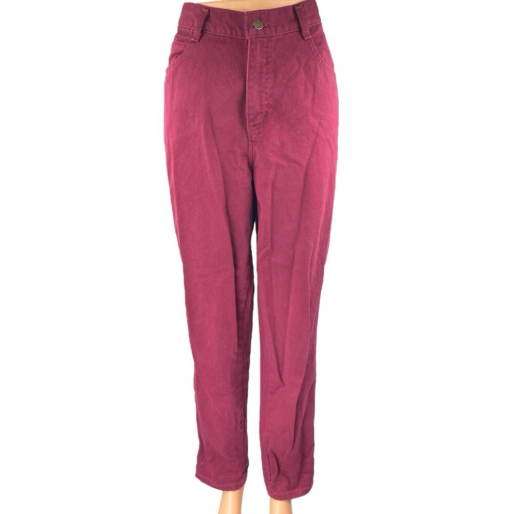 Vintage Gitano Women's Red Maroon High Waisted Tapered Leg Denim Jeans Size 12